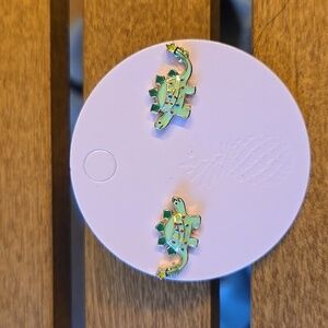 Prep Obsessed Stegosaurus Dinosaur Enamel Stud Earrings